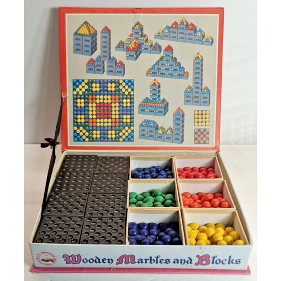 Wooden Marbles and Blocks Traditional Toys Childrens - Picture 3 of 5